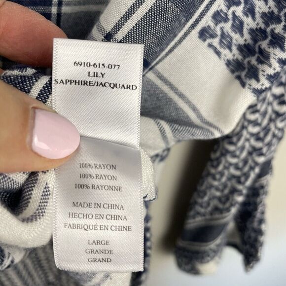 Rails Lily Tunic Top Womens Large Blue Geometric Lace Up Oversized Boho Beach - Picture 10 of 11